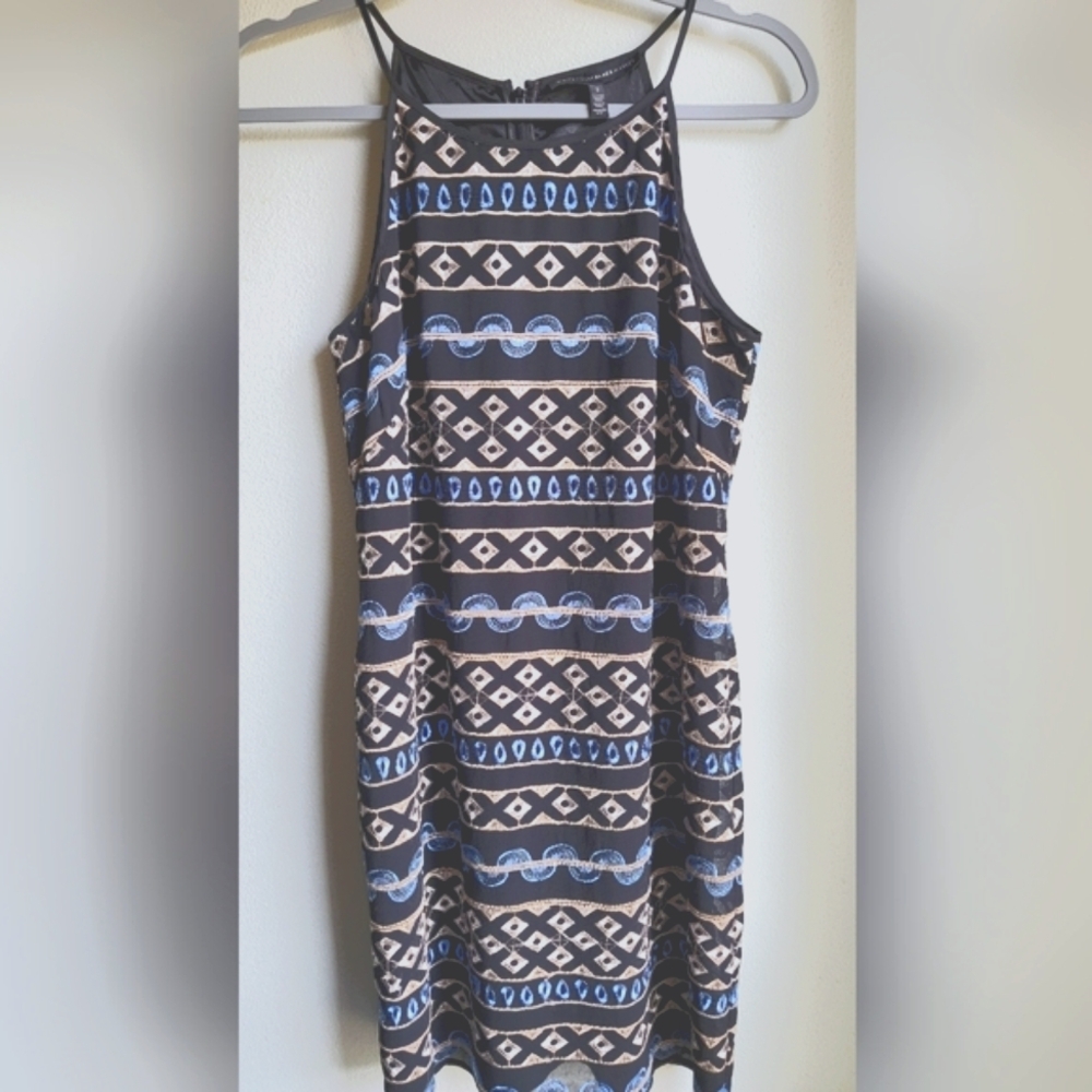 WHITE HOUSE BLACK MARKET Sleeveless Dress Bk/bl/br patterened Size 2. NwT. - Picture 1 of 8